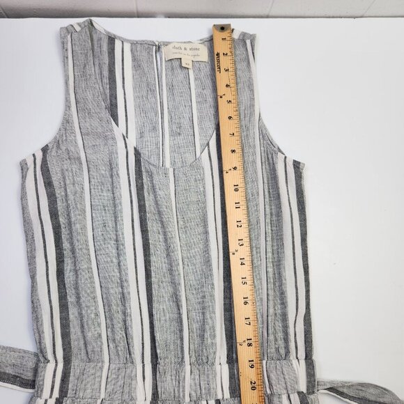 Cloth & Stone Striped Jumpsuit Wide Frayed Legs Open Back Linen Blend XS - Picture 15 of 16